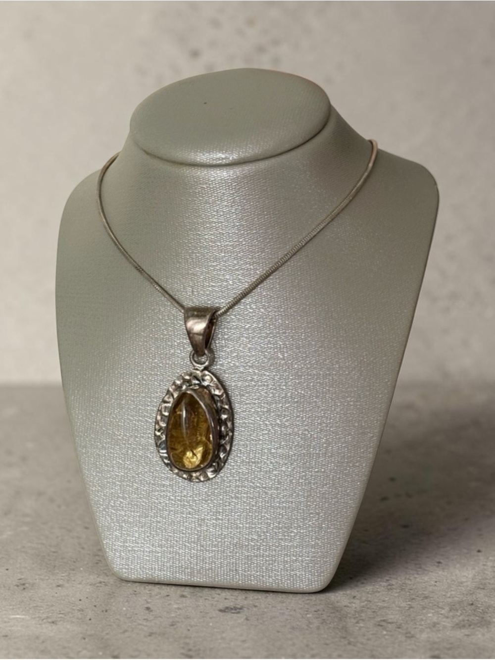 Citrine Sterling Silver Handcrafted Pendant Necklace
